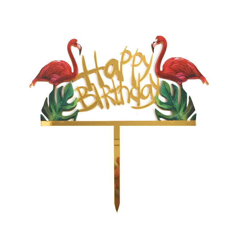 1pcs Cake Topper Розовый фламинго торт Топпер воздушный шар флажки для торта День рождения спрос среди детей декорирование тортов капкейк Топпер для свадьбы десертный стол Декор - Цвет: 1pcs Cake Topper