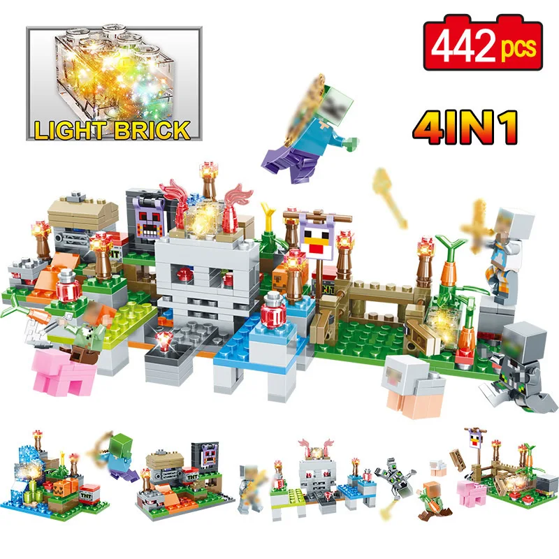 

Mini Action Sets Figrues LegoINGLY Minecrafted My Countryside Farm Cool Light Model Building Blocks Bricks Child Toys