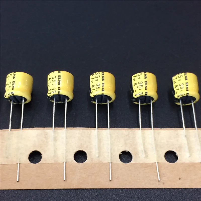 10pcs 47uF 35V ELNA RC2 series Yellow 8x7mm 35V47uF Audio capacitorin Capacitors from