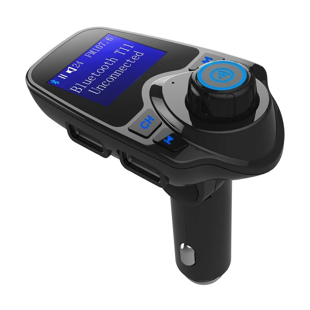 T11 Авто Bluetooth Беспроводной автомобиля Mp3 плеер автомобильный комплект громкой связи FM передатчик A2DP 5 V 2.1A USB зарядка ЖК-дисплей автомобильный fm-модулятор