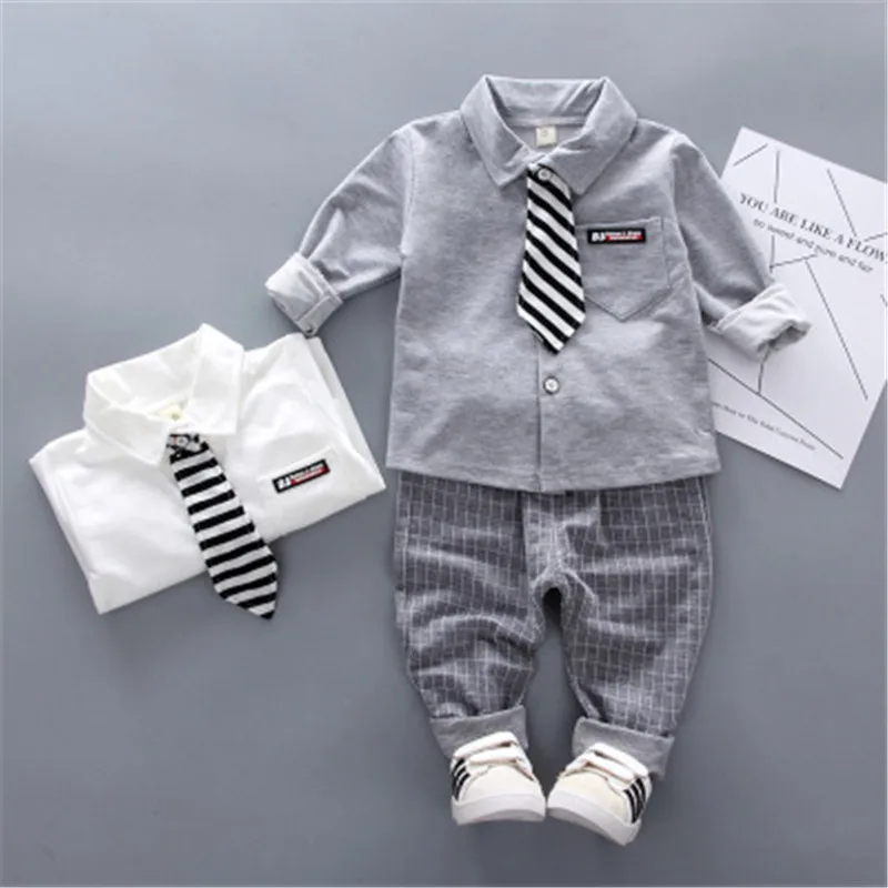 

Baby Boys Clothes Infant Children Clothing Cartoon Kids Cotton Casual Infant Gentleman Tie Shirt Pants 2Pcs/Sets Leisure Suits