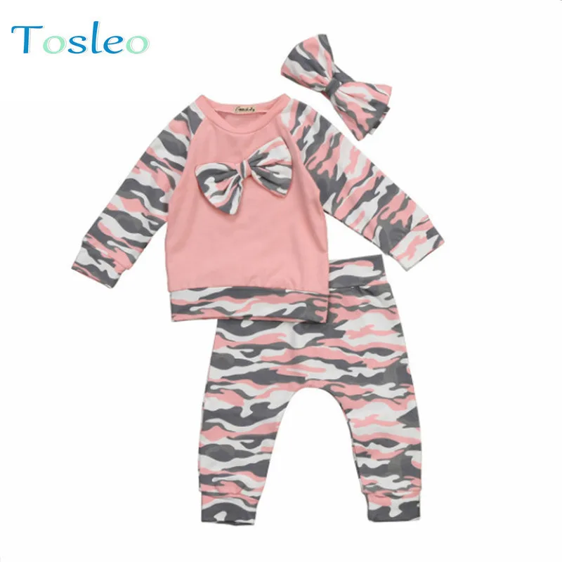 Newborn Baby Girl Clothes Winter Baby Clothing Infant Clothing Headband + Top + Pants Baby Girl Outfit Sets 0-2Y