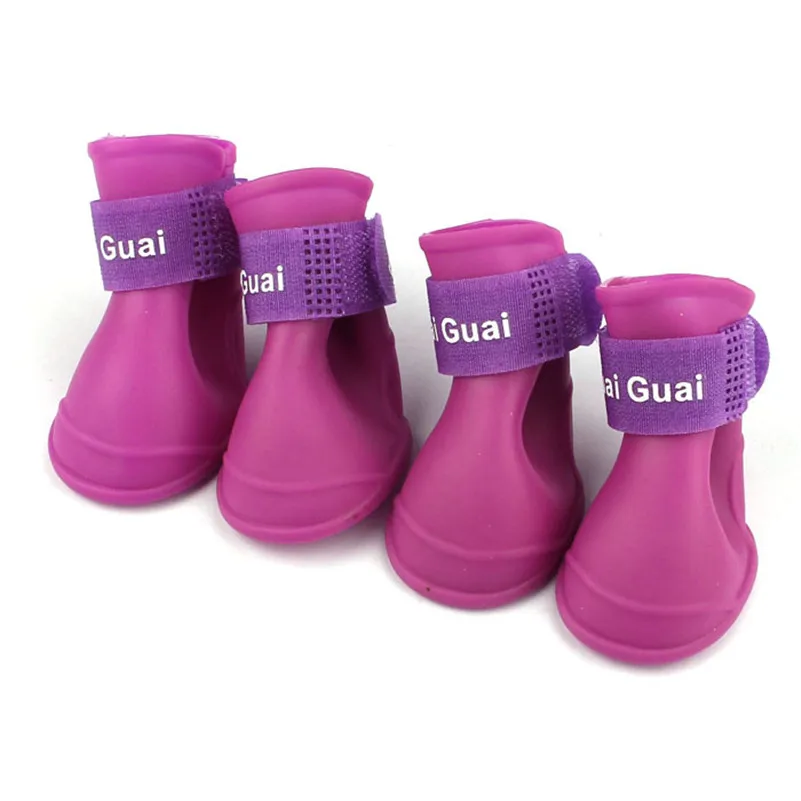 

1set Dog Candy Colors Boots Waterproof Rubber Pet Rain Shoes Booties wholesale free shipping A25