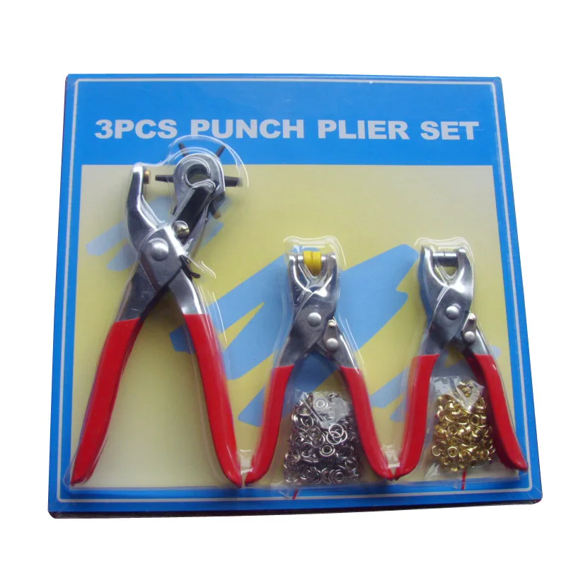 Wholesale 3pcs/set punch plier set Duty Leather Hole Punch Hand Pliers