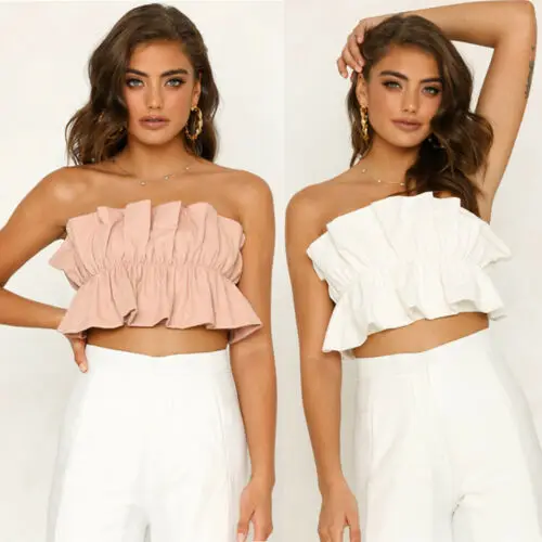

Meihuida 2019 Summer Bandeau Tube Tops Sexy Backless Tops Women's Solid Strapless Bra Tube Crop Top Casual Cami Tops S - XL