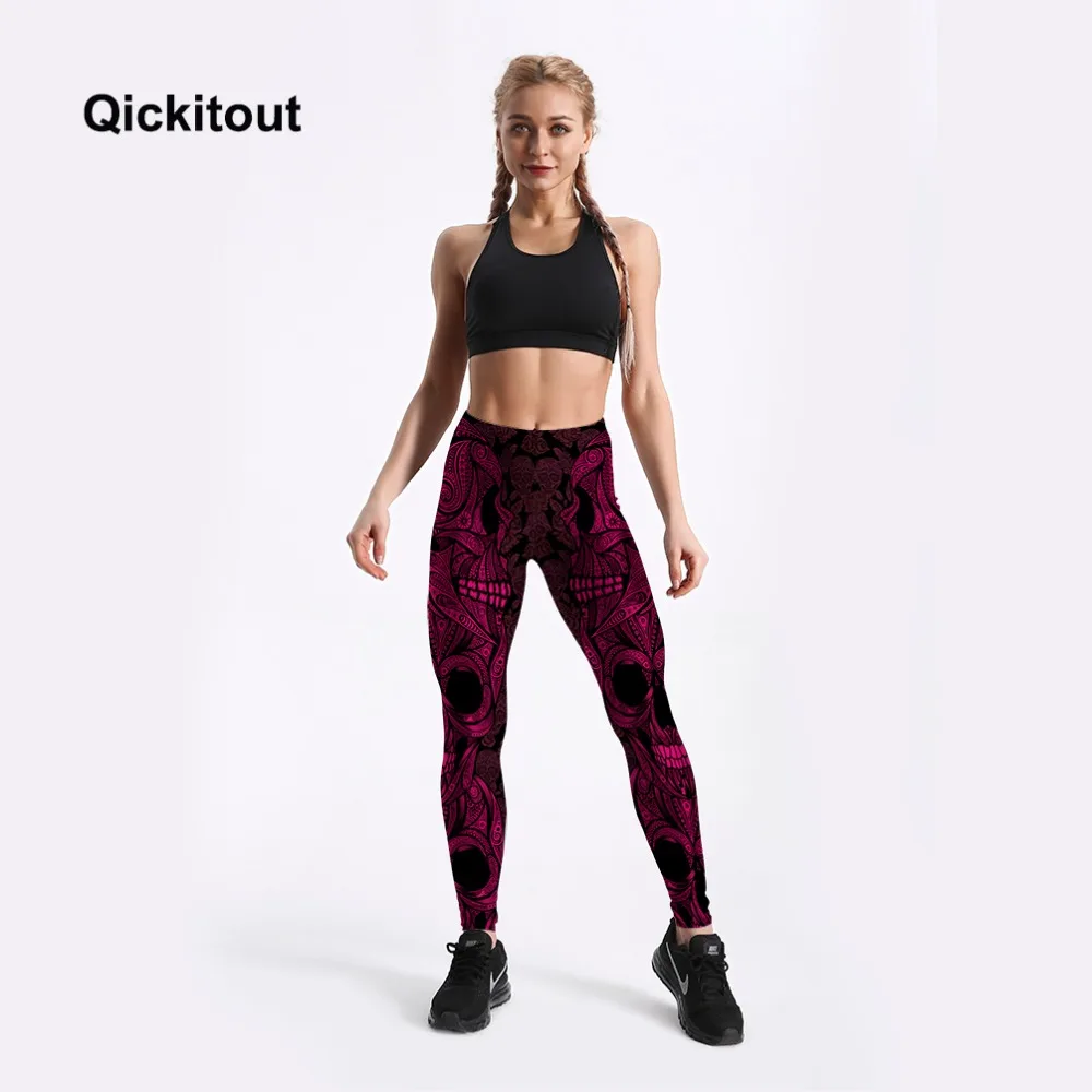Qickitout Leggings Fitness 2017 Womens Purple Skull Nationl Sexy Stretch Digital Print Harem Pants Cool Trousers For Women Vadim