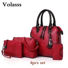 Volasss 4 шт./компл. Для женщин композитные сумки дамы кошельки и Сумки женские из искусственной кожи через плечо Курьерские сумки Tote Сумка Bolso Mujer