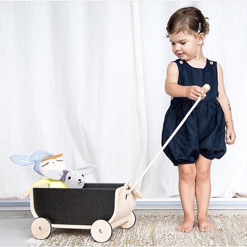 

Wooden Baby Stroller Kids Children Toys Organizer Baby Activity Play Gym Push Pull Training Car Nordic Newborn Room Decoration
