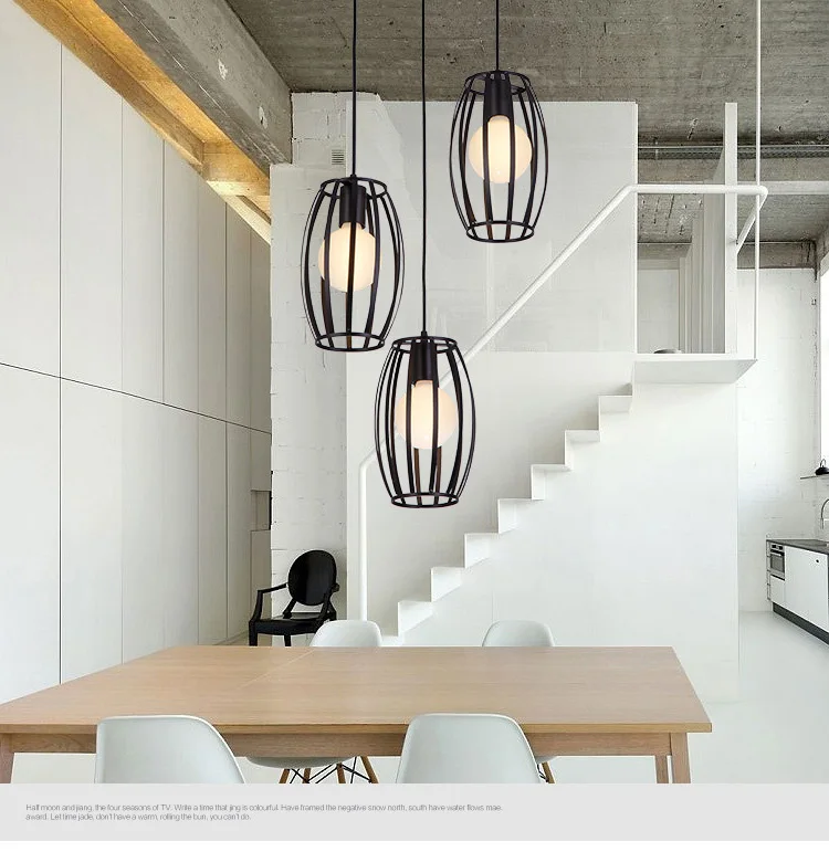 Industrial Wrought Iron Pendant Lamp Cube Triangle Drum Drop Lighting Retro Loft Pendant Light Indoor Lights Restaurant Dining Room Bar Home Light (45)