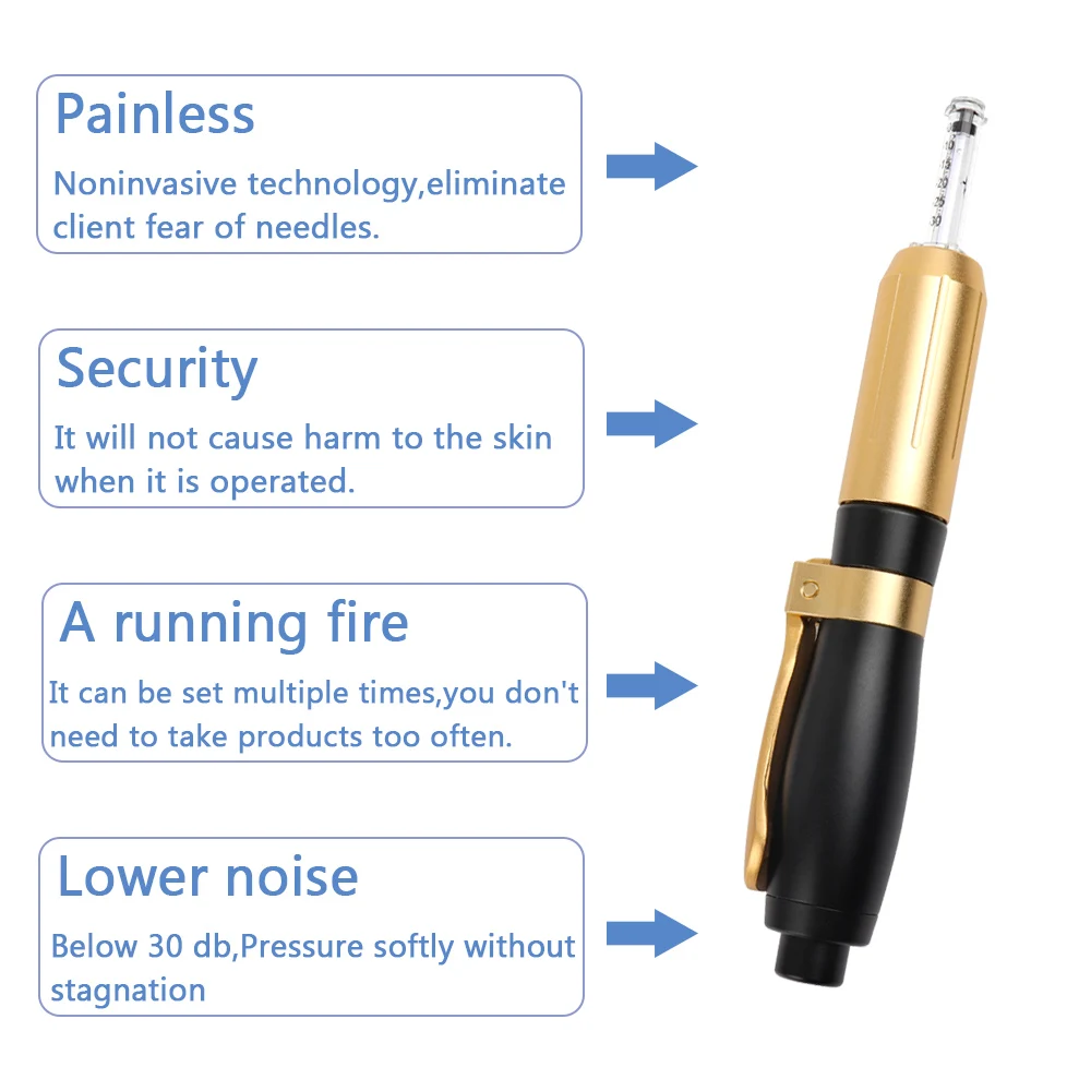 Пистолет для инъекций гиалуроновой кислоты высокого давления, против морщин, для удаления губ, для удаления глаз, Гиалуроновый пистолет, распылитель, шприц, игла