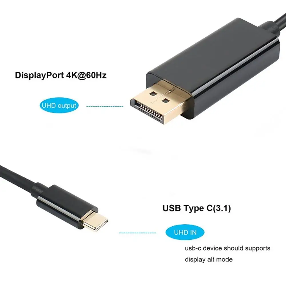 Новое поступление 2020 DP Интерфейс * 1 черный адаптер USB C DisplayPort 6 футов/1 8 м 3. 0 Type папа