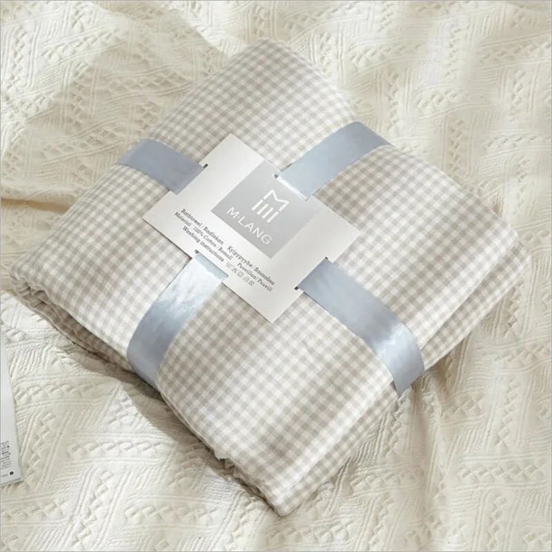 Хлопковое муслиновое одеяло кровать диван путешествия дышащее летнее мягкое одеяло 4 слоя марлевые AB боковое покрывало 200*230 см - Цвет: 200x230cm