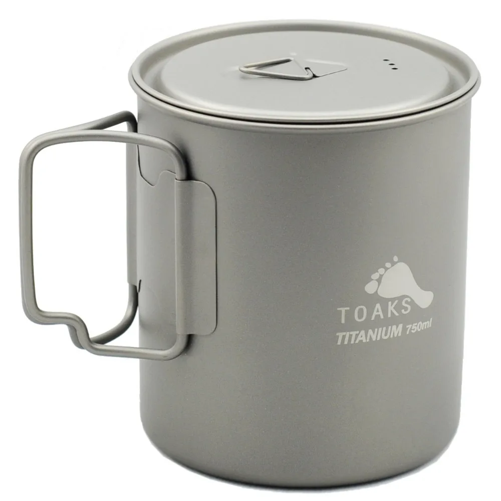 TOAKS Titanium Pot Titanium Water Mug Cup with Lid and Foldable Handle