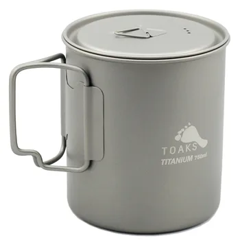 

TOAKS Titanium Pot Titanium Water Mug Cup with Lid and Foldable Handle Outdoor Camping Pot Cooking Pots Picnic Hang Pot
