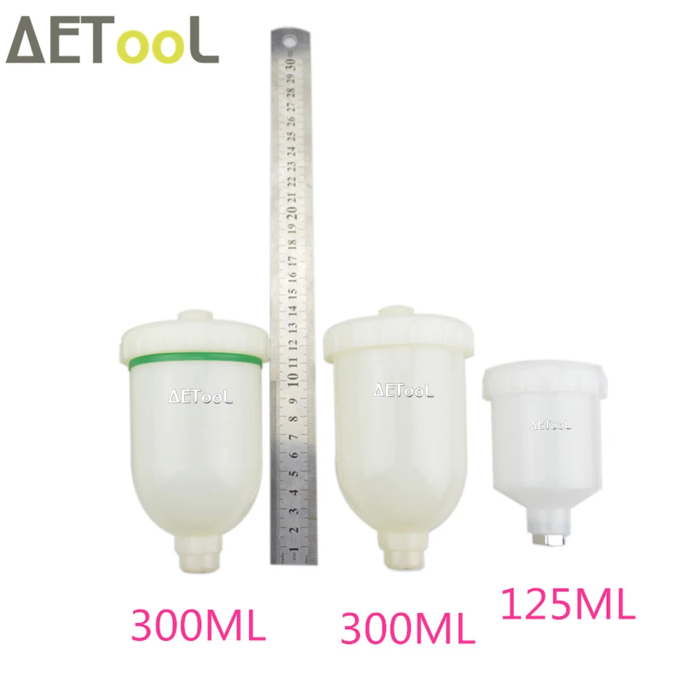 

AETool 125ML/300ML Plastic Paint Pot For H2000 R100 HVLP Gravity Manual Mini Spray Paint Gun Cup Pot Pneumatic Tool Accessories