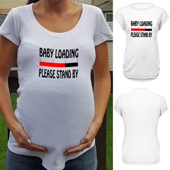 

Pregnant Clothes Fashion Leisure Pregnant Woman Letter Print Blouse Short Sleeve Tops Enfermera Trendy Tops For Pregnant Women