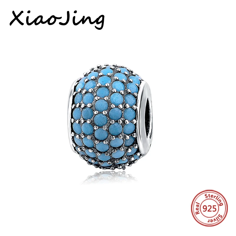 

925 sterling Silver Ocean Blue Clear crystal beads Charm Beads Fit Original European bracelet DIY Jewelry Making for women gifts