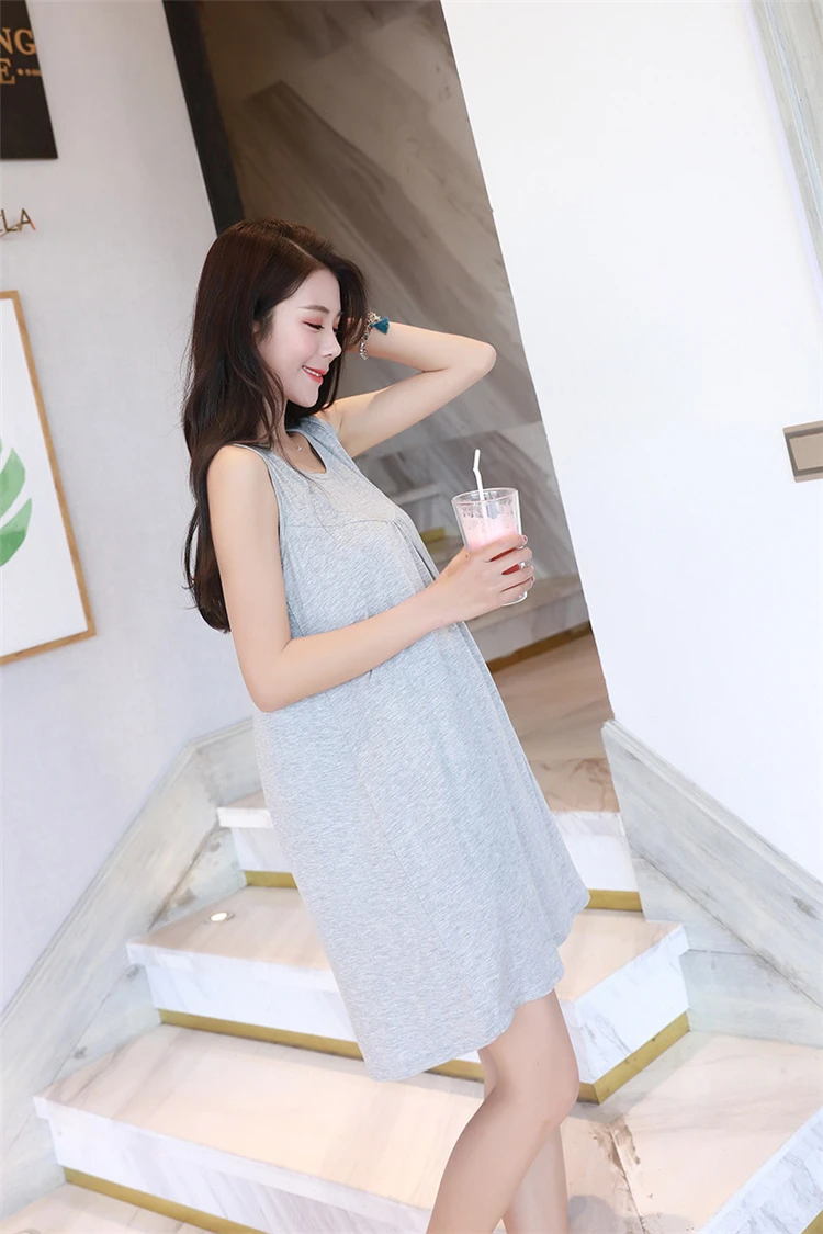 Nursing Dress Summer loose Maternity Dresses Sleeveless Pregnancy Dress for Pregnant Women Daily Home Wearing Maternity Clothes (5)