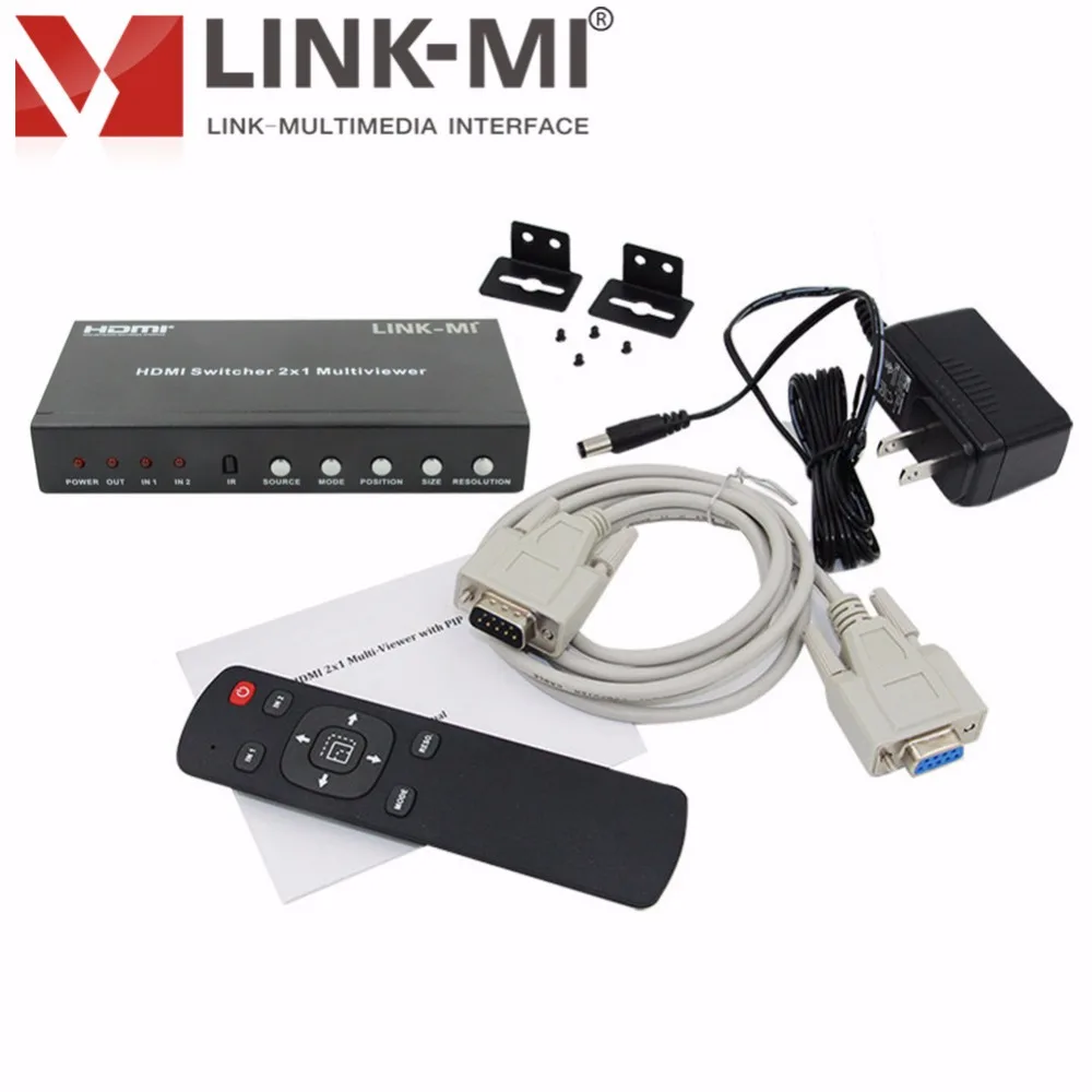 LINK MI S21R 2x1 мультипросмотр с PIP IR RS232 высокопроизводительный HDMI коммутатор HD