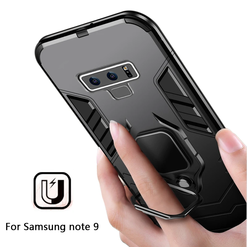 

Shockproof Armor Phone Case For Samsung Galaxy A7 A8 Plus 2018 J4 J6 Prime Note 9 Cover For Samsung A7 Finger Ring Holder Case