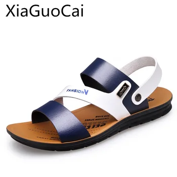 

High Quality Men's Sandals Summer Anti-skid Leisure Beach Flat Sandals Outdoor Slip-on Leather Shoes for Male Soft Bottom