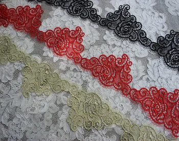 

7.5CM or 2.95" Wide 15yards/lot High Quality Venise Embroidery Lace Trim for Garment,Black Water Soluble Lace
