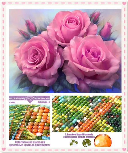2019 hot sale Beautiful pink rose Needlework 5D Diy Diamond Painting Embroidery Print Rubik's Cube Drill Picture sailing | Дом и сад