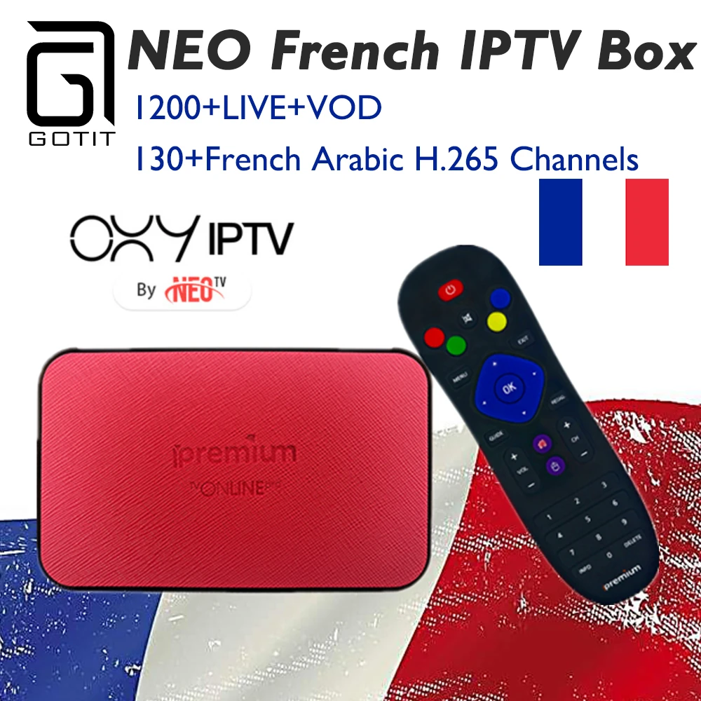 

GOTiT Best IPTV Receiver AVOV TVOnline+ Tv Box Linux Amlogic S905X Quad-core 64-bit 4K Media Player France IPTV Subscription