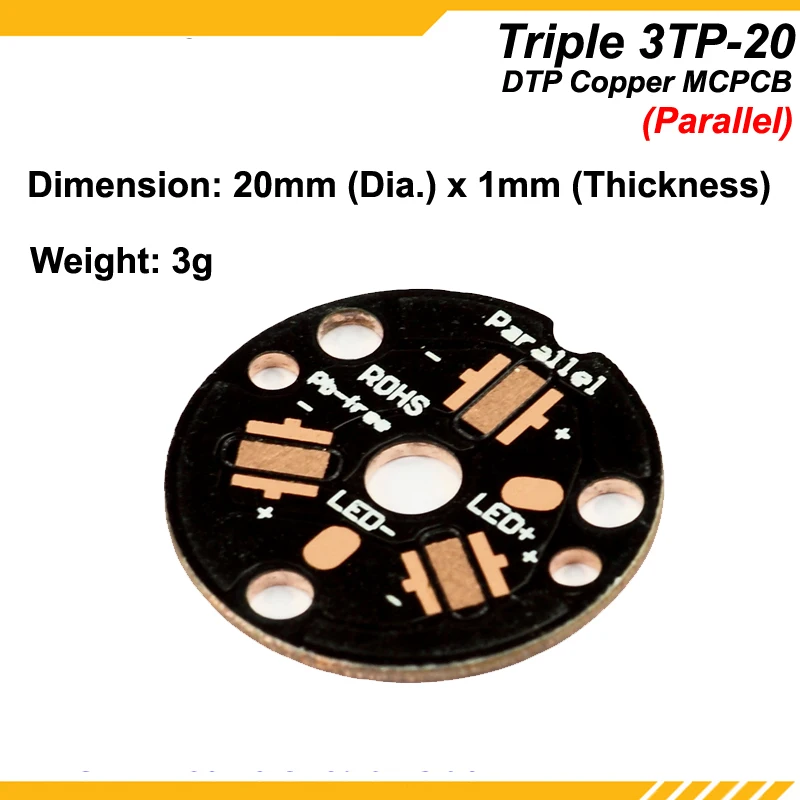 KDLITKER тройной 3TP-20 DTP медный MCPCB для Cree XP серии/Nichia 219 серии/3535 светодиодов-параллельные или индивидуальные(5 шт