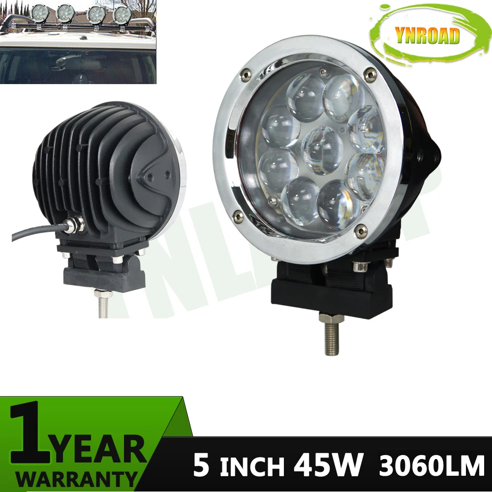YNROAD 5inch 45W Led work light spot /flood beam offload truck use leds