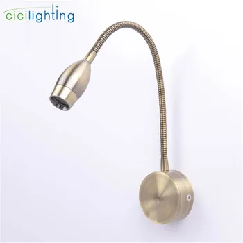 

Bronze LED Wall Sconce with Gooseneck Arm 3W switch on/off wall mount mirror front light Art decor picture lamp warm white cool