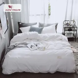 SlowDream белый однотонное постельное белье набор роскошный плоский лист двойной размер украшения дома покрывало постельное белье