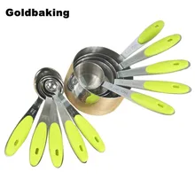 Set von 10 stücke Edelstahl Messbecher Und Messlöffel Scoop Silikon Griff Küche Messwerkzeug