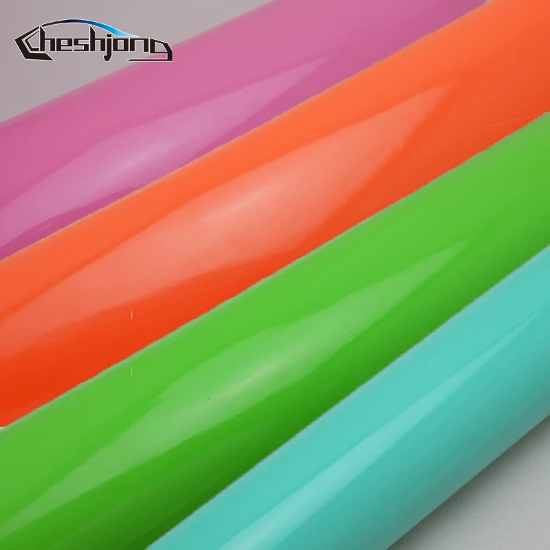 

Glossy Vinyl Bright Gloss Car Decal Wrap Sticker Orange Apple Green Tifany Blue Pink Film Wrap For HOOD Roof Motorcycle Scooter