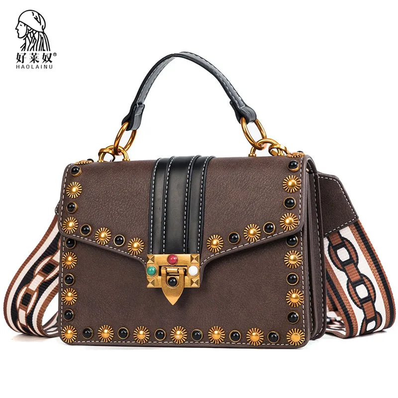 

Women Crossbody Bags Fashion Rivet Design Women Shoulder Bags High Quality PU Leather Color Shoulder Strap Ladies Handbags 2018