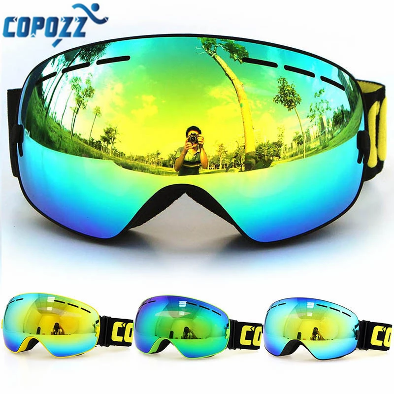 Copozz ماركة 1 * تزلج نظارات مزدوجة الطبقات uv400 كبير قناع تزلج نظارات التزلج الرجال النساء الثلج الجليد نظارات مجانية مجانا!