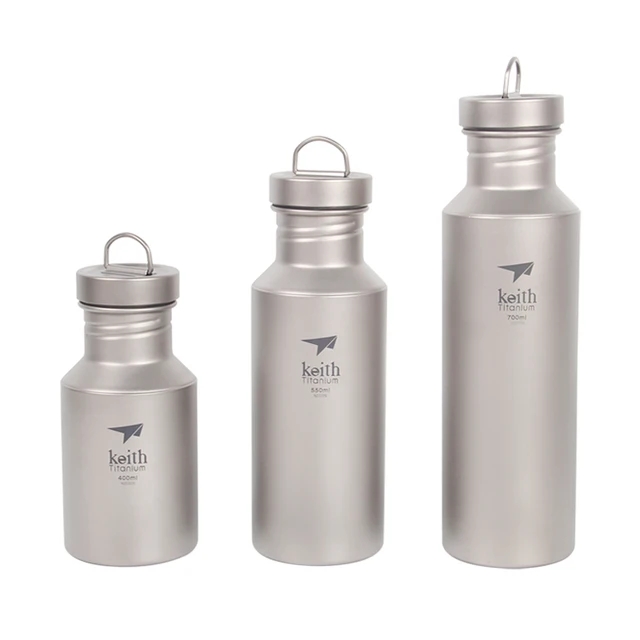 Keith 400ml/550ml/700ml Titanium Water Bottle for Outdoor Camping Titanium Sports Kettle Ti3030/Ti3031/Ti3032