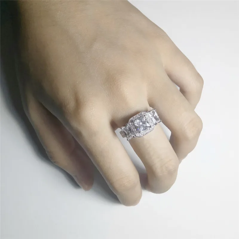 Big Promotion Princess Cut CZ Ring Exquisite Silver Color Micro Inlay Clear AAA Cubic Zircon Couple Knuckle Rings Anillos LSR001 (5)