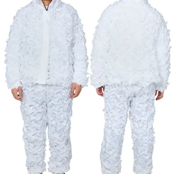 

2019 Winter Camouflage Hunting Ghillie Suit Snow White Camo Net Clothes for Outdoor Sports Training Snow Walking Hunting Uniform