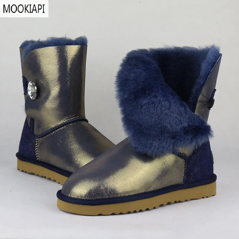 

Hot Sale Women Boots Sheepskin Leather Snow Boots 100% Natural Fur Snow Boots Warm Wool Waterproof Winter Boots