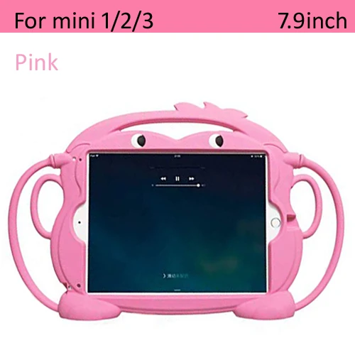 Чехол для iPad mini 1/2/3/4 силиконовая обезьянка, дети, милый, защита от ударов, мягкая Портативный светильник Вес Защитная крышка - Цвет: mini123 pink