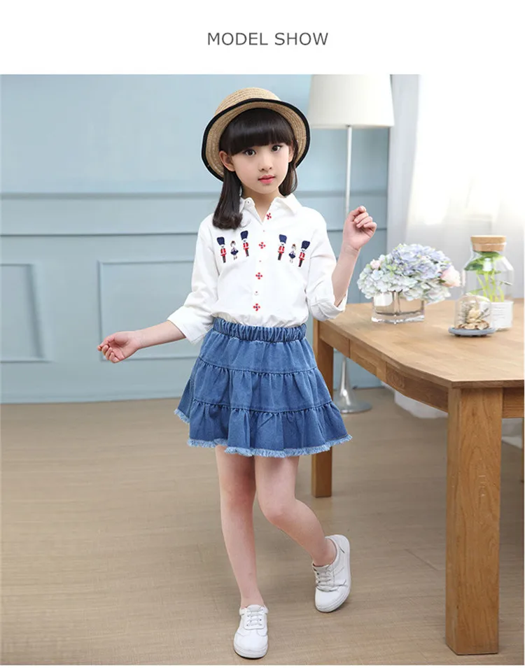 3-12 y children girls clothes denim skirt and top sets long sleeve shirts summer clothing for girl outfit 10 12 year kids set (1)