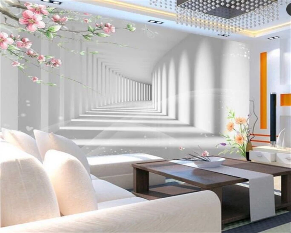 

Customized wallpaper promenade extension space flowers wallpaper living room bedroom TV background wall decoration wallpaper