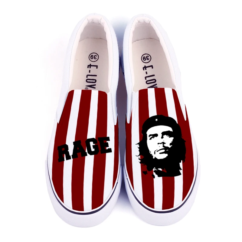 

Hand Painted Rock Design Men Casual Canvas Shoes Customize Rage Music Band Graffiti Loafers Adults Couples Slip-On Walking Shoes