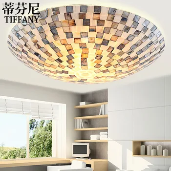 

16inch Mediterranean art European LED shell ceiling light simple bedroom lamp Tiffany corridor balcony living room lamps