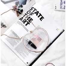 BELLA JOY милая форма сердца женская сумка прозрачный акриловый клатч для девочек вечерняя сумка мини сумка на плечо с цепью сумка через плечо