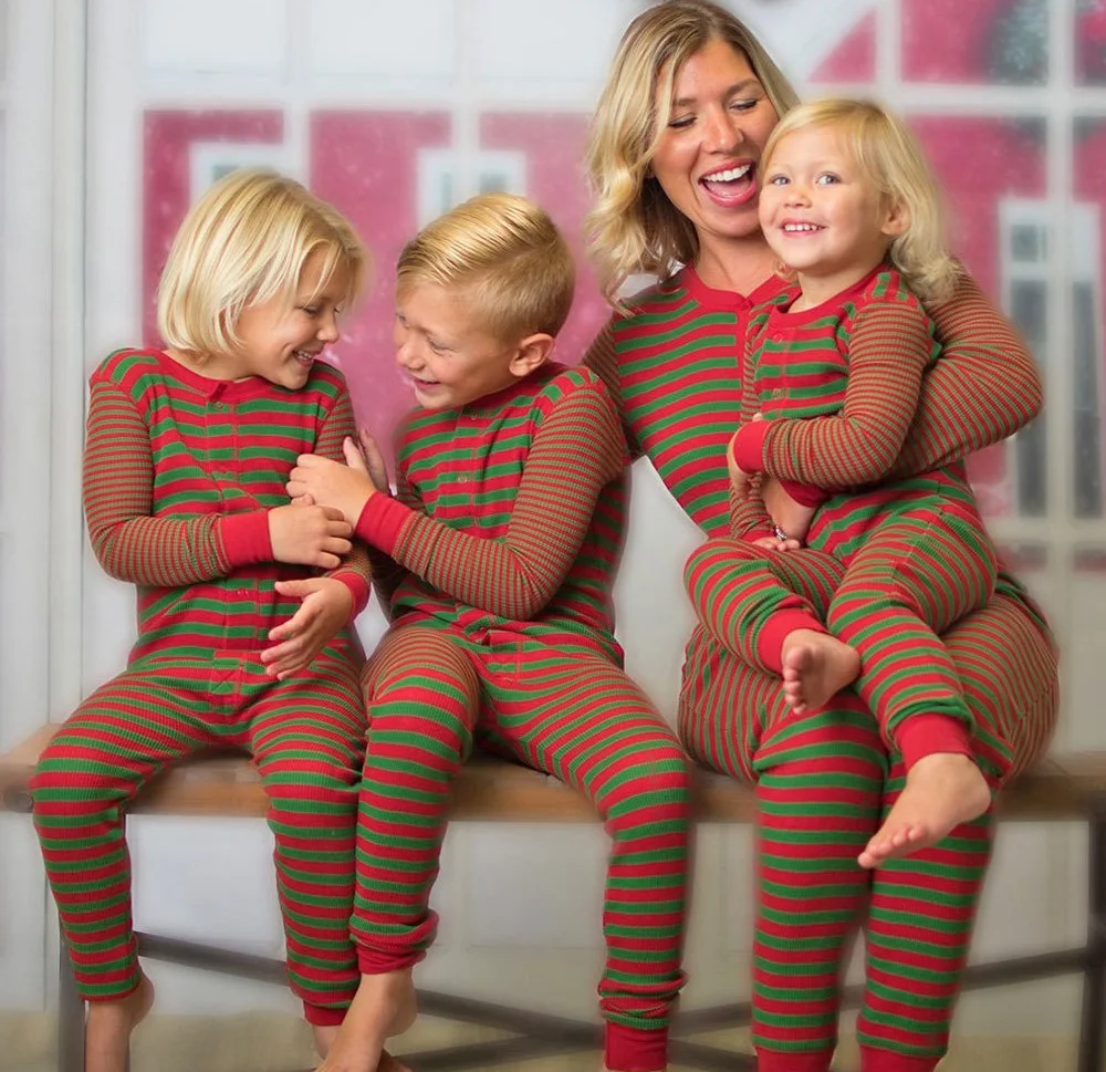 

Family Matching Outfits Striped Onesies Christmas Pajamas Family Look Mother Daughter/Son Clothes Family Pajamas Baby Clothing