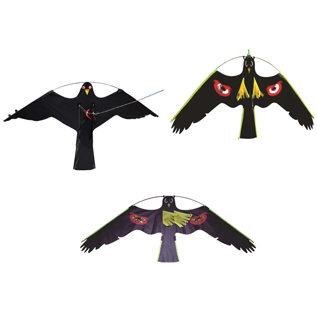 3x Hawk Kite Realistic Flying Bird Decoy Bird Scarer Protect Farmers Crops Kids Kite Toy Windsock Scarecrow Pest Control