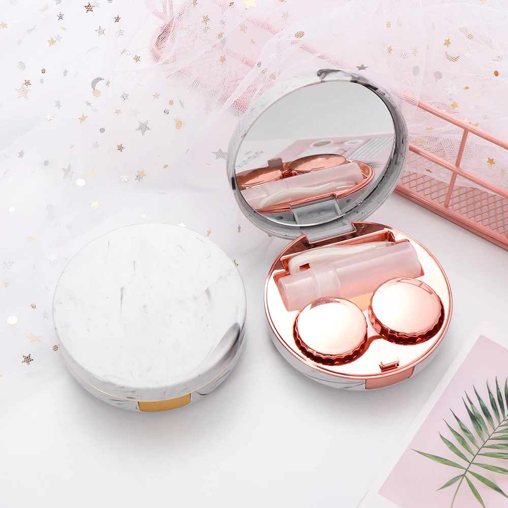 

Cute Marble Stripe Contact Lens Case Travel Glasses Lenses Box for Unisex Eyes Care Kit Holder Container Support Gift Beautiful