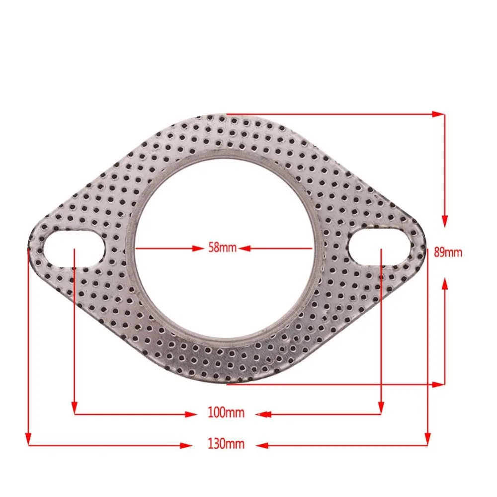 Алюминиевый 2,3 дюйма 58 мм автомобильный двигатель выхлопная прокладка фланец трубы Универсальный выхлопной трубы прокладка с двумя отверстиями#279967